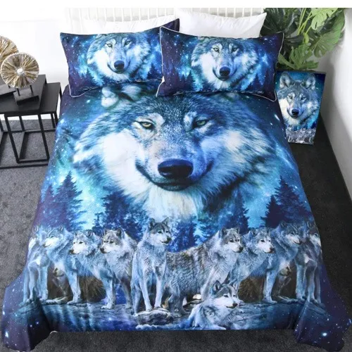 blue wolf bed sheets