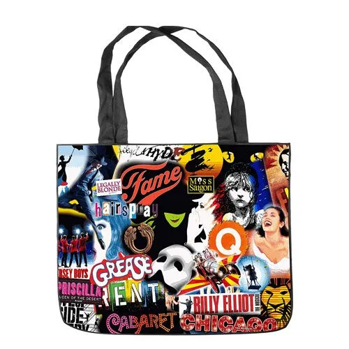 broadway musical collage tote bag