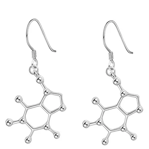 caffeine molecule earrings