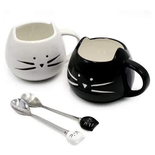 ceramic cat coffee mugs set