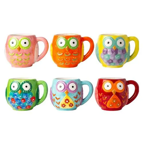 ceramic owls mug set