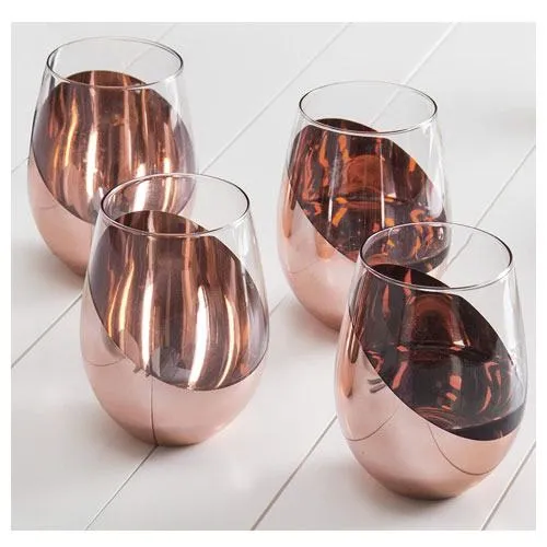 copper stemless wine glasses