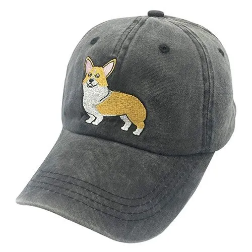 embroidered corgi baseball cap