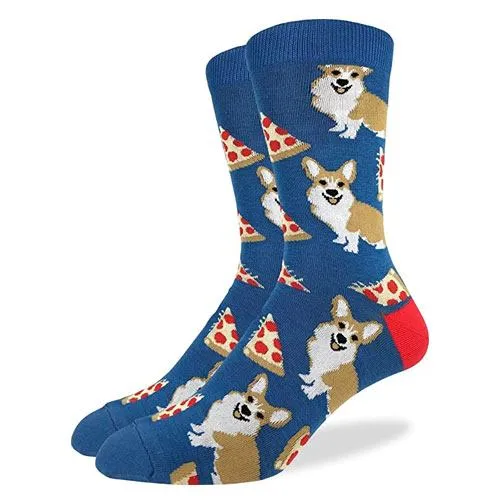 corgi pizza socks pair