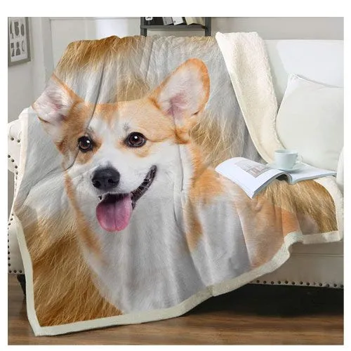corgi print throw blanket