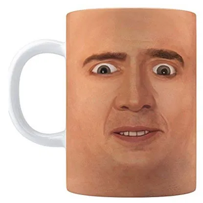 creepy nicolas cage mug