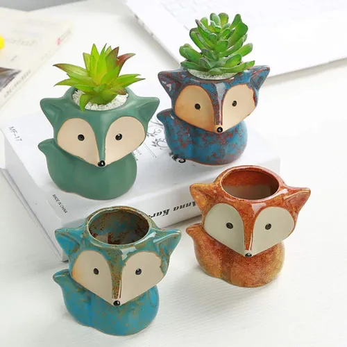 cute fox plant pots
