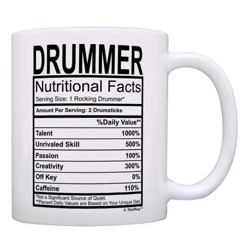 drummer nutritional facts coffee mug
