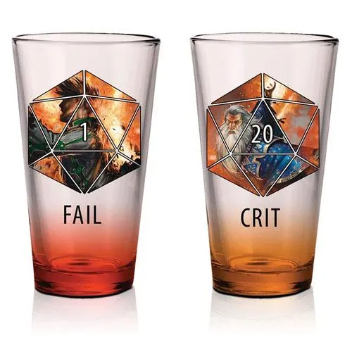 dnd fail & crit pint glasses