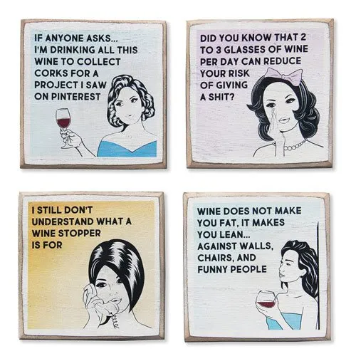 funny wine coasters set
