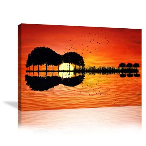guitar sunset canvas art