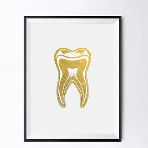 human tooth gold foil art