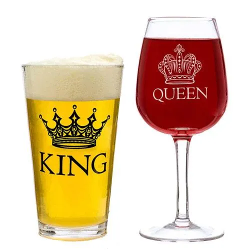 king queen glass set