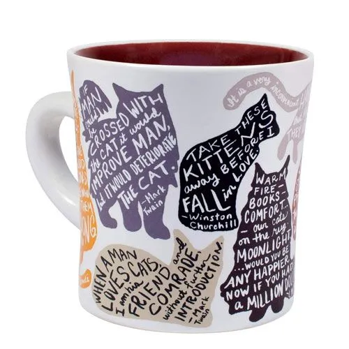 literary cat mug