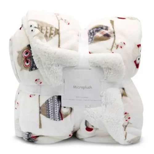 owl sherpa throw blanket