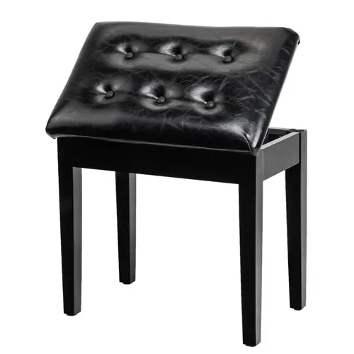 padded wooden piano bench