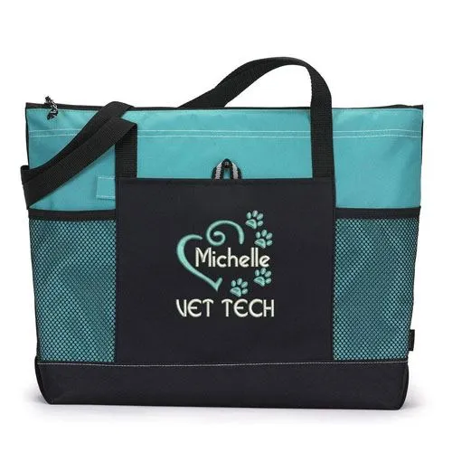 personalized vet tech tote bag
