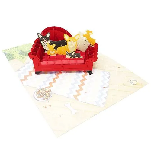 3D pop up corgi greeting card