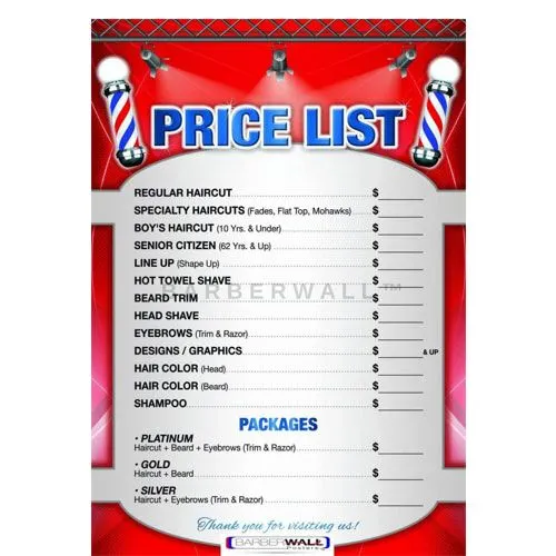 price list poster