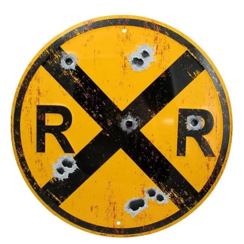 vintage railroad crossing sign
