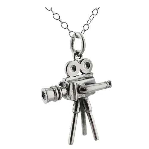 sterling silver movie camera pendant