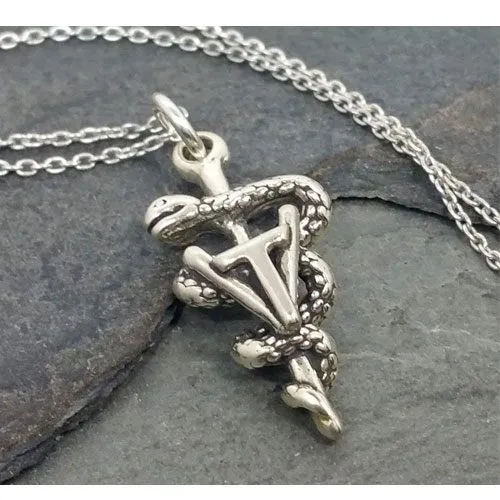 sterling silver vet tech charm necklace