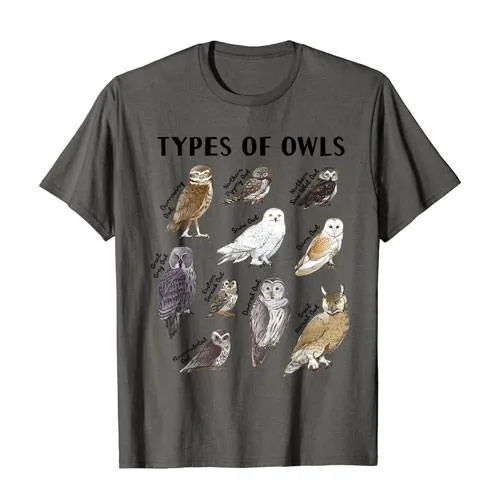 types of owls t-shirt