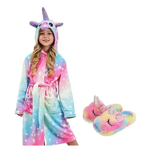hooded unicorn bathrobe for 7 year old girls