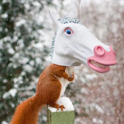 unicorn head squirrel feeder