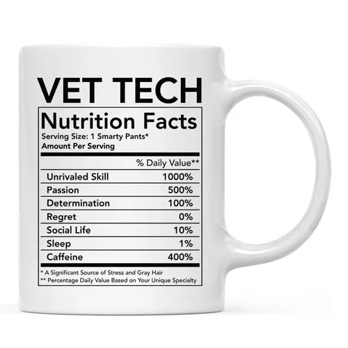 vet tech nutritional facts mug