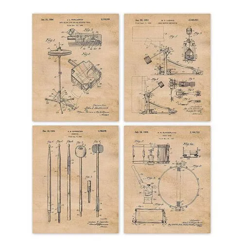 vintage drums patent poster prints