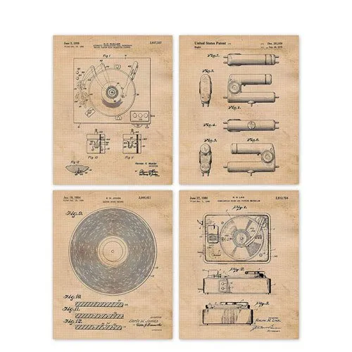 vinyl record player patent poster prints