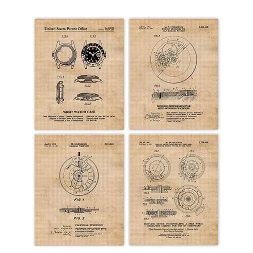 vintage rolex patent prints artwork