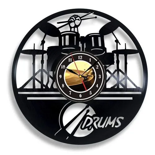 vinyl drums clock present