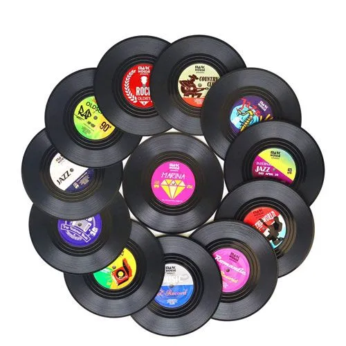 vinyl record coasters set