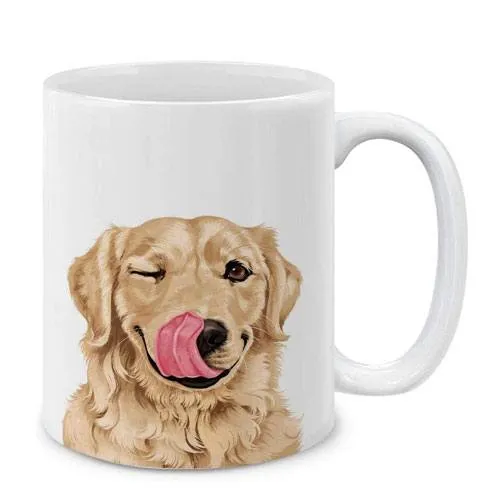 winking golden coffee mug