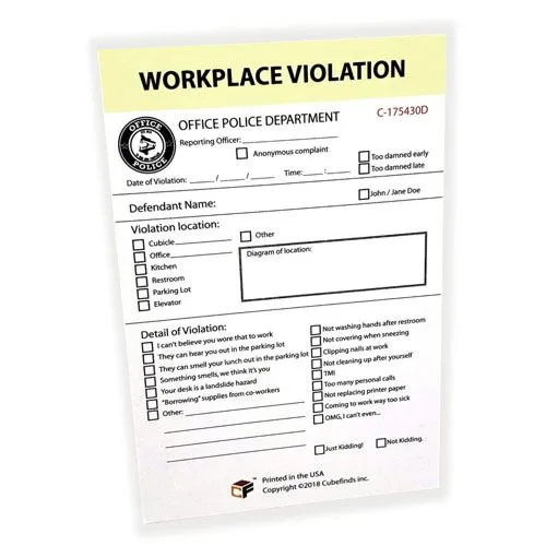 workplace violation sticky notes