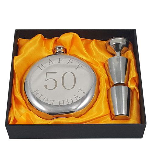 50th birthday hip flask