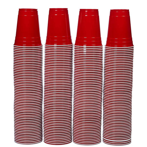 red disposable college cups