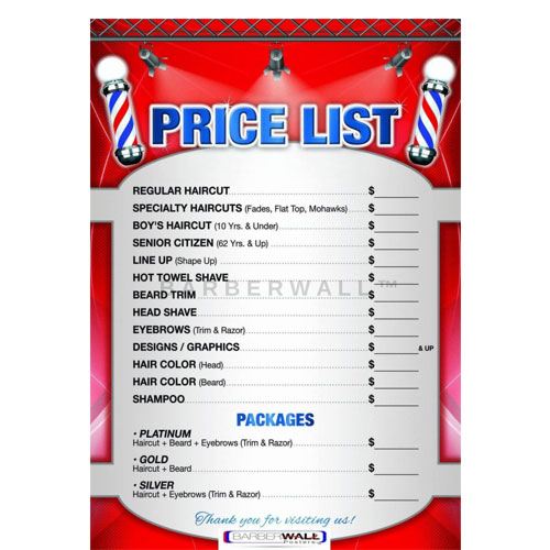 price list poster