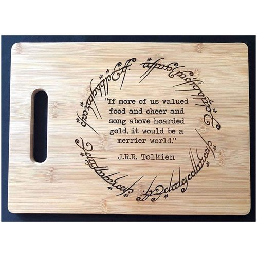 tolkien engraved bamboo cutting board