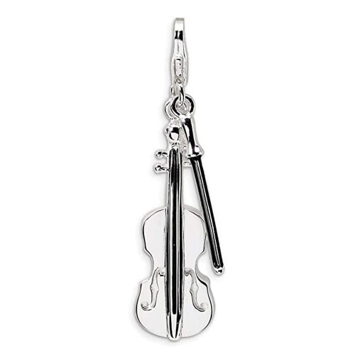 silver violin pendant necklace