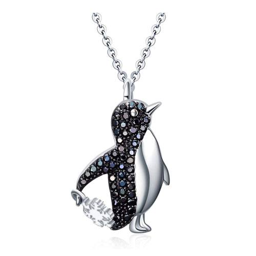 silver penguin pendant necklace