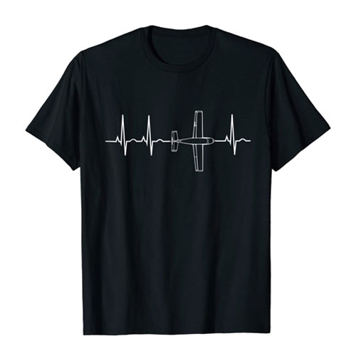 airplane pilot heartbeat t-shirt