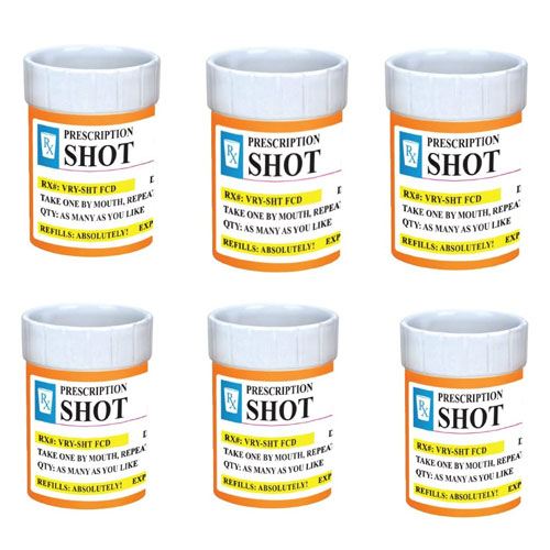 prescription pill bottle shot glasses