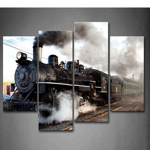 steam train canvas wall art