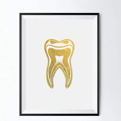 human tooth gold foil art