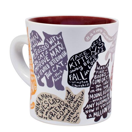 literary cat mug